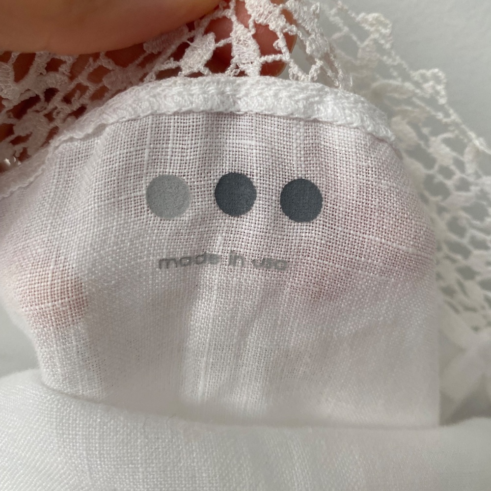 Three Dots Womens 100% Linen White Embroidered Tank Top Made in USA Size S - Picture 2 of 9